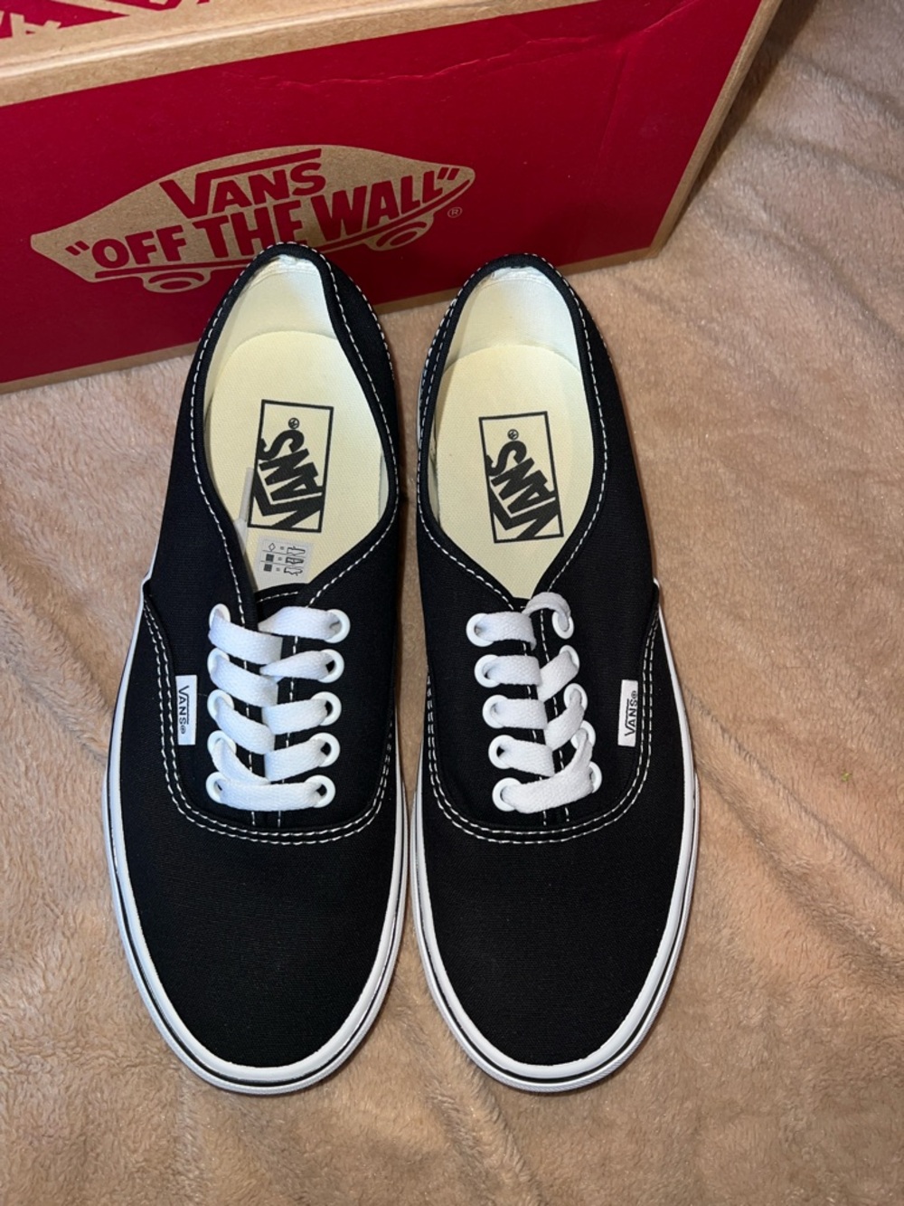 Vans Authentic Black Canvas Low-Top Sneakers with White Laces - Picture 2 of 7